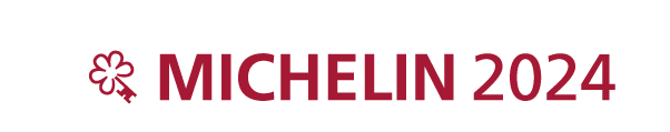 A logo featuring a stylized key and flower icon, with the text 'MICHELIN 2024' written in red